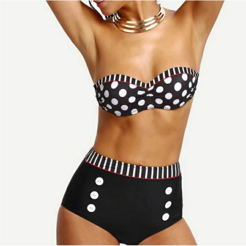 Polka‎ Dot High-Waisted Bikini Set
